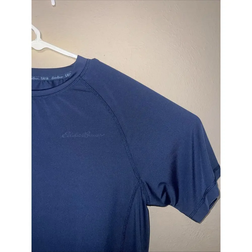 EDDIE BAUER SWIM T SHIRT SHORT SLEEVES RASHGUARD LOGO BLUE COLOR MEN SIZE MEDIUM